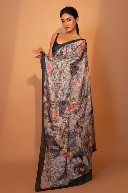 Unallume By Nisha Floral Camouflage Silk Saree 