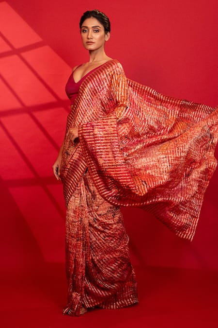 Unallume By Nisha Scarlet Bloom Silk Saree 