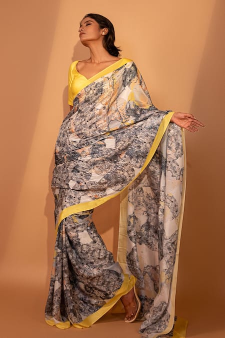 Unallume By Nisha Urban Chic Silk Saree with Amber Border 