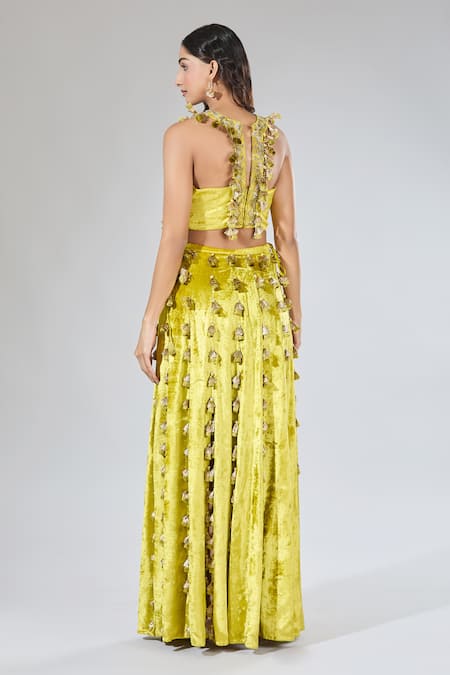 Payal Singhal Floral Vine Embroidered Blouse & Skirt Set 