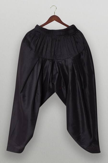 Tiny Pants_Blue Georgette, Cotton Mirrors Royal Work Kurta Pajama Set _at_Aza_Fashions