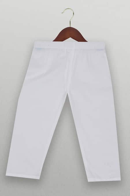 Tiny Pants_Red Georgette, Cotton Embroidery Jacket Kurta Set _Online_at_Aza_Fashions