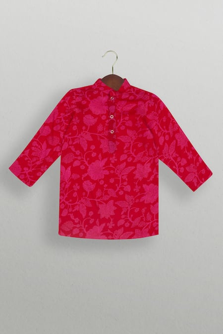 Tiny Pants Cotton Printed Jacket Kurta Set 