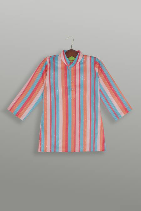 Shop Tiny Pants Multi Color Georgette, Cotton Sequins Multicolour Kurta Jacket Set Online at Aza Fashions Shop_Tiny Pants_Multi Color Georgette, Cotton Sequins Multicolour Kurta Jacket Set _Online_at_Aza_Fashions