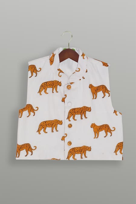 Tiny Pants Leopard Block Print Kurta Jacket Set 