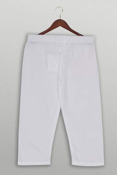 Tiny Pants_Yellow Cotton Embroidery Floral Kurta Pajama Set _Online_at_Aza_Fashions