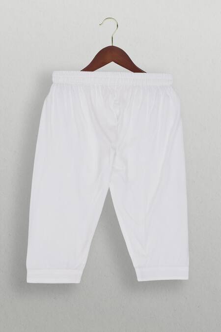 Tiny Pants_Blue Cotton Block Print Kurta Jacket Set _Online_at_Aza_Fashions