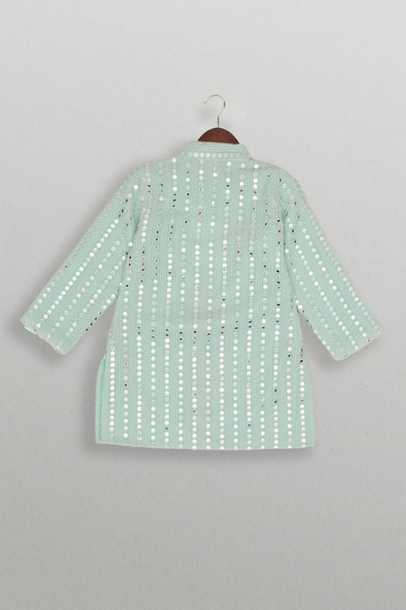 Tiny Pants Mint Green Mirror Kurta Pajama Set 