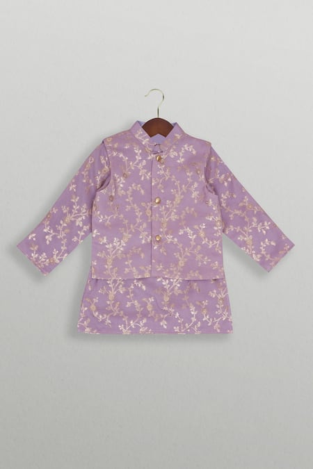 Tiny Pants Purple Zari Kurta Jacket Set 
