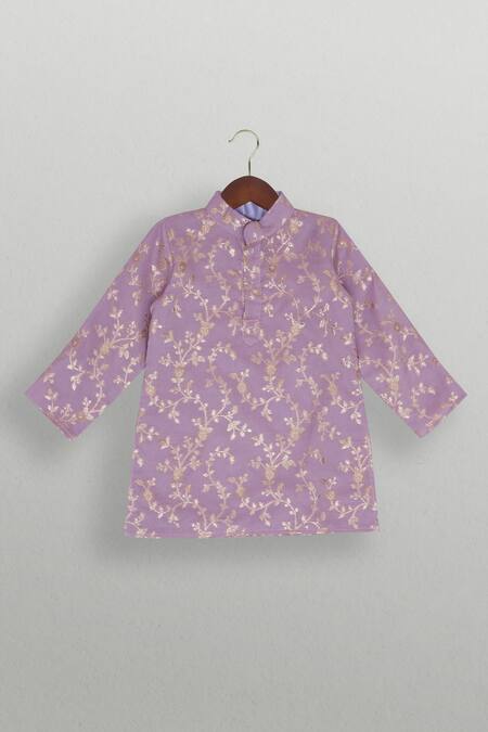 Buy Tiny Pants Purple Chanderi, Cotton Zari, Embroidery Kurta Jacket Set Online at Aza Fashions Buy_Tiny Pants_Purple Chanderi, Cotton Zari, Embroidery Kurta Jacket Set _Online_at_Aza_Fashions