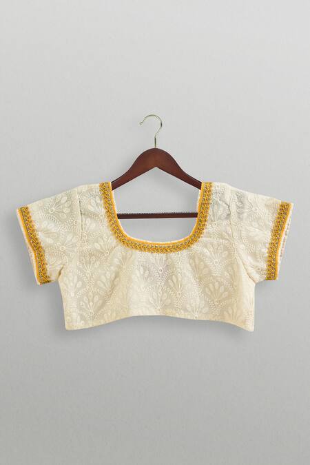 Shop_Tiny Pants_Mustard Georgette, Cotton Embroidery, Sequins Zari Lehenga Set _Online_at_Aza_Fashions