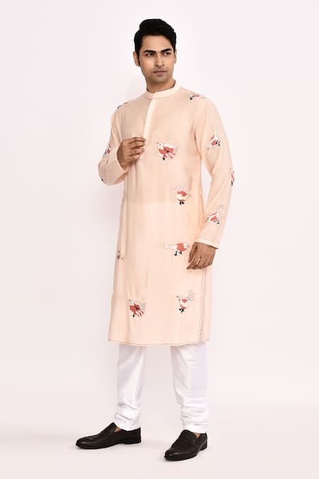Buy_Arihant Rai Sinha_Cream Cotton Printed Long Kurta 