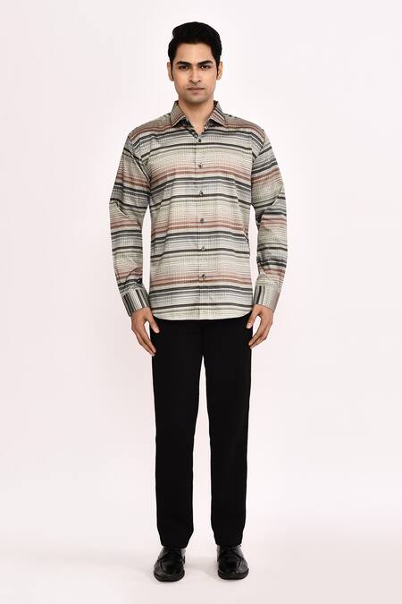 Aryavir Malhotra_Multi Color Cotton Checkered Silk Shirt _Online_at_Aza_Fashions