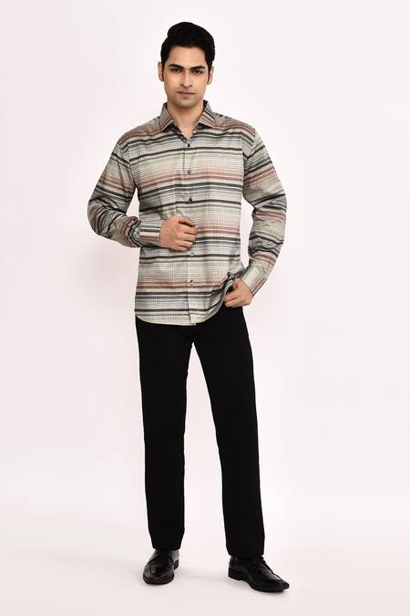 Aryavir Malhotra_Multi Color Cotton Checkered Silk Shirt _at_Aza_Fashions