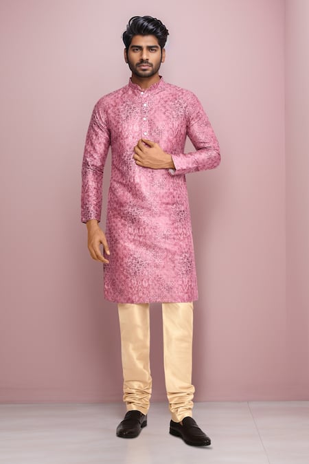 Arihant Rai Sinha Pink Silk Blend Long Kurta 