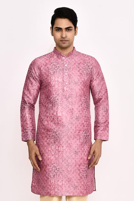 Buy Arihant Rai Sinha Pink Silk Blend Long Kurta Buy_Arihant Rai Sinha_Pink Silk Blend Long Kurta