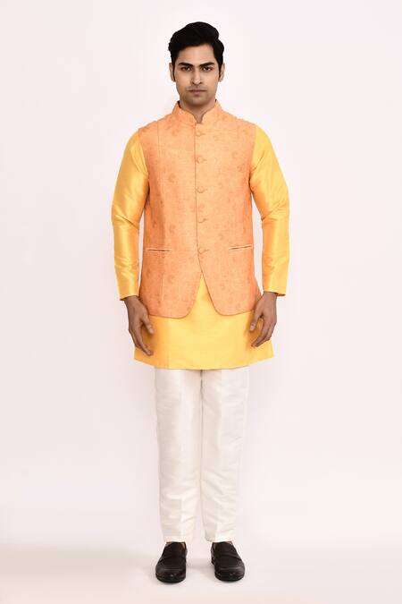 Shop_Arihant Rai Sinha_Orange Nehru Jacket _Online_at_Aza_Fashions