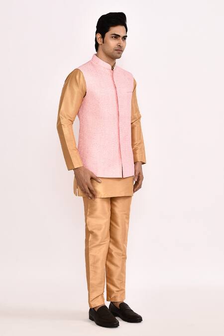 Shop_Arihant Rai Sinha_Pink Silk Blend Nehru Jacket Set_Online_at_Aza_Fashions