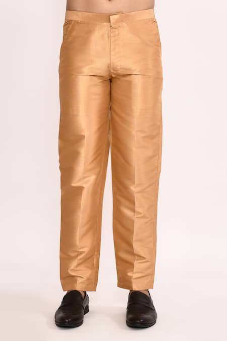 Buy_Arihant Rai Sinha_Gold Silk Plain Kurta Set 