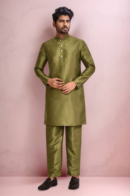 Arihant Rai Sinha Green Silk Blend Kurta Set 