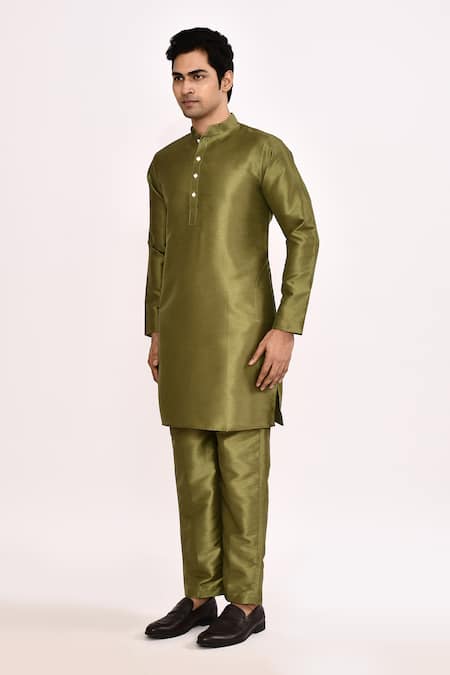 Buy_Arihant Rai Sinha_Green Silk Blend Kurta Set _Online_at_Aza_Fashions