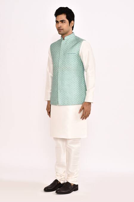 Buy_Arihant Rai Sinha_Blue Silk Blend Nehru Jacket Set 