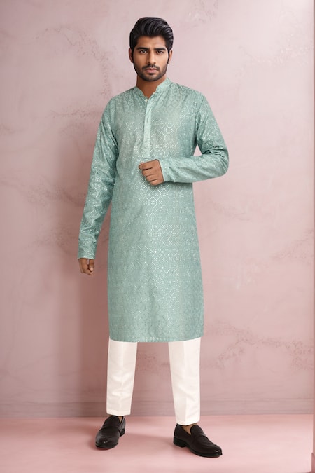 Arihant Rai Sinha Light Blue Embroidered Kurta 