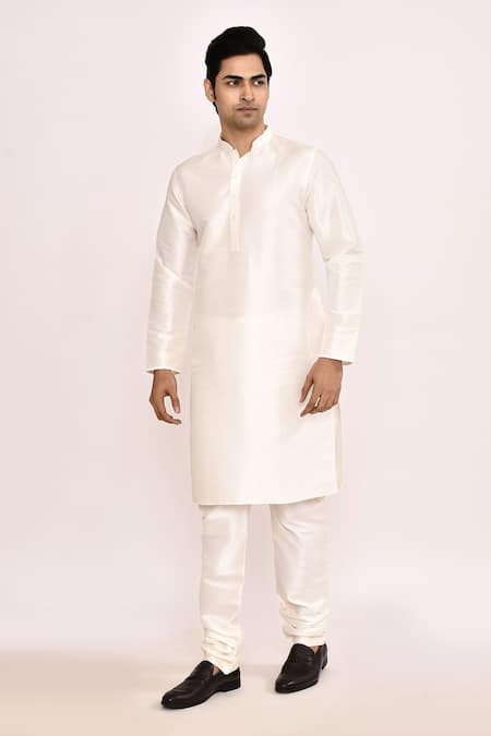 Buy_Arihant Rai Sinha_White Silk Kurta Set _Online_at_Aza_Fashions