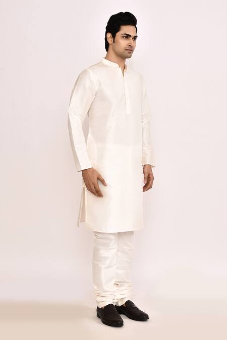 Arihant Rai Sinha_White Silk Kurta Set _at_Aza_Fashions