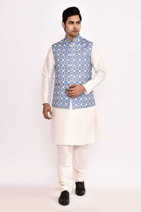 Buy_Arihant Rai Sinha_Blue Silk Light Nehru Jacket Set 