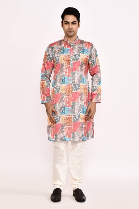 Buy_Arihant Rai Sinha_Multi Color Silk Printed Kurta Set 