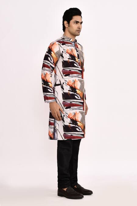 Shop_Arihant Rai Sinha_Multi Color Cotton, Silk Printed Kurta With Pant _Online_at_Aza_Fashions