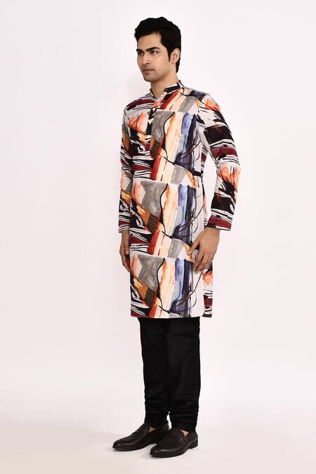 Arihant Rai Sinha_Multi Color Cotton, Silk Printed Kurta With Pant _at_Aza_Fashions