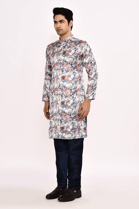 Shop_Arihant Rai Sinha_Multi Color Silk Printed Kurta With Blue Pant _Online_at_Aza_Fashions