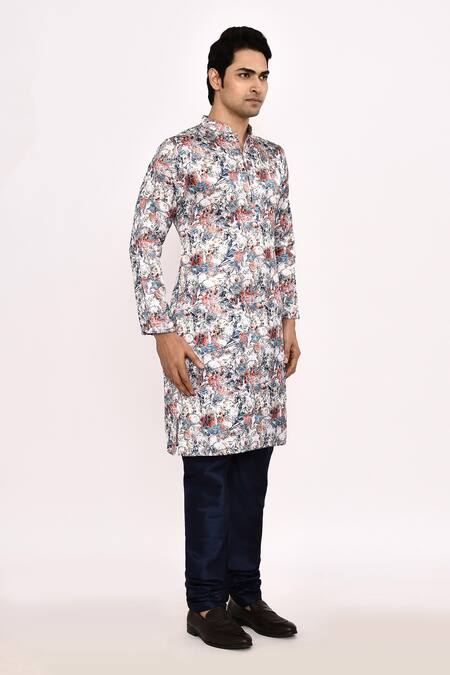 Buy Arihant Rai Sinha Multi Color Silk Printed Kurta With Blue Pant Buy_Arihant Rai Sinha_Multi Color Silk Printed Kurta With Blue Pant