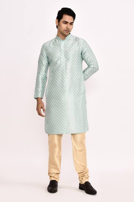 Buy_Arihant Rai Sinha_Sky Blue Cotton, Silk Printed Kurta Set 