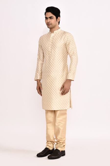 Arihant Rai Sinha_Cream Cotton, Silk Printed Kurta Set _Online_at_Aza_Fashions