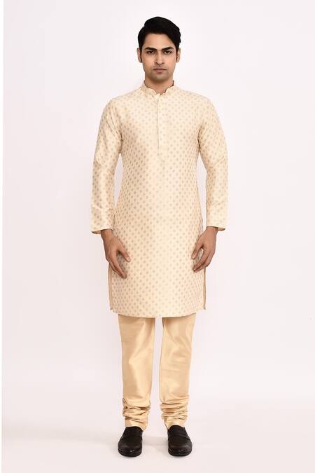 Arihant Rai Sinha_Cream Cotton, Silk Printed Kurta Set _at_Aza_Fashions