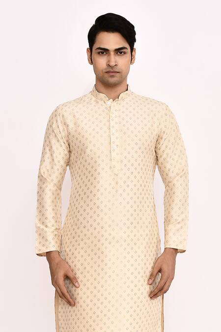 Shop Arihant Rai Sinha Cream Cotton, Silk Printed Kurta Set Shop_Arihant Rai Sinha_Cream Cotton, Silk Printed Kurta Set
