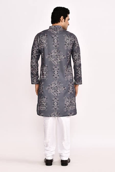 Arihant Rai Sinha Printed Grey Kurta Set With White Churidar 