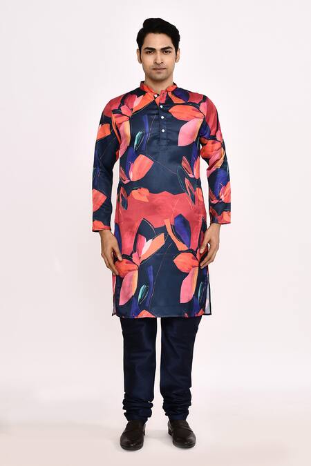 Shop_Arihant Rai Sinha_Multi Color Cotton, Silk Floral Printed Kurta Set _Online_at_Aza_Fashions