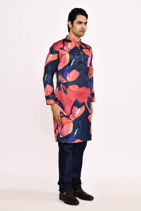 Arihant Rai Sinha_Multi Color Cotton, Silk Floral Printed Kurta Set _at_Aza_Fashions