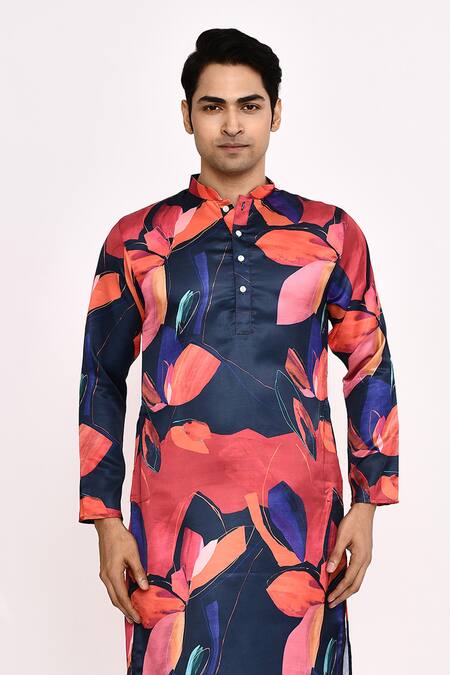 Shop Arihant Rai Sinha Multi Color Cotton, Silk Floral Printed Kurta Set Shop_Arihant Rai Sinha_Multi Color Cotton, Silk Floral Printed Kurta Set