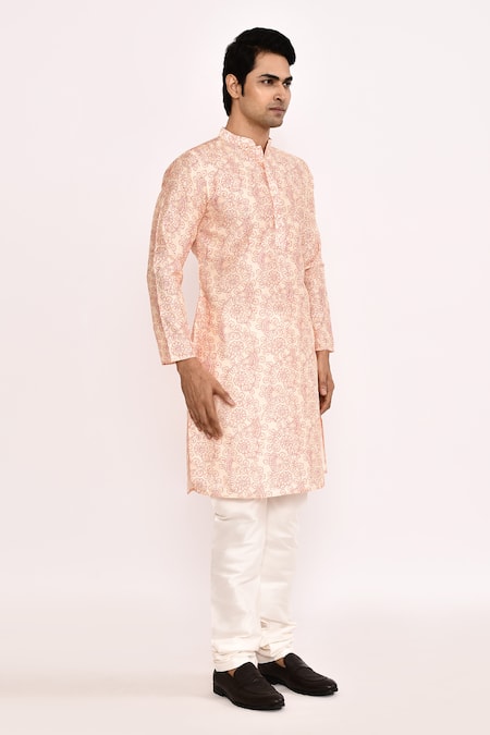 Buy_Arihant Rai Sinha_Cream Cotton, Silk Printed Kurta Set 