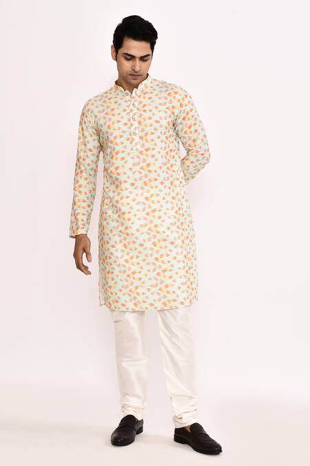 Buy_Arihant Rai Sinha_Green Cotton, Silk Embroidered Kurta Set With Bottom 