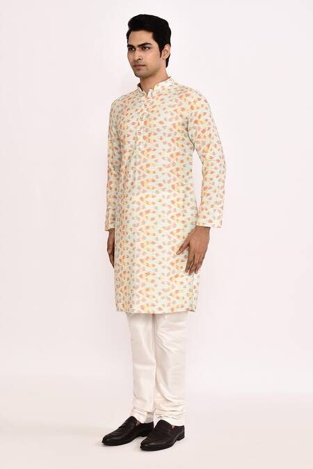 Shop_Arihant Rai Sinha_Green Cotton, Silk Embroidered Kurta Set With Bottom 