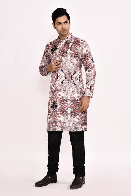 Buy_Arihant Rai Sinha_Multi Color Cotton, Silk Printed Kurta Set _Online_at_Aza_Fashions