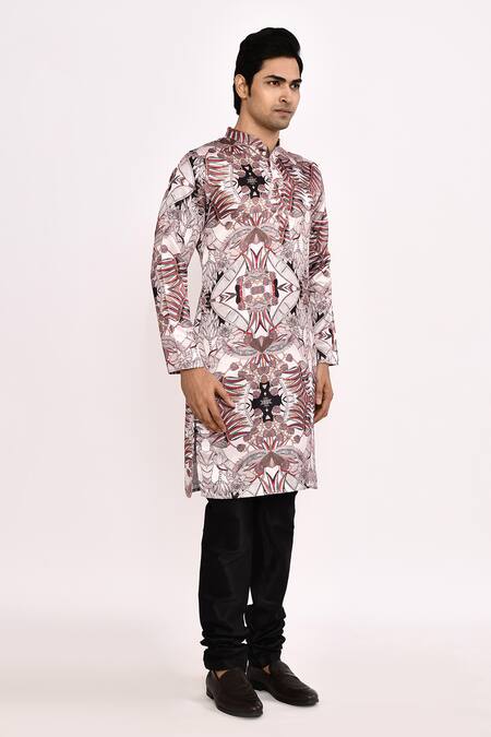 Arihant Rai Sinha_Multi Color Cotton, Silk Printed Kurta Set _at_Aza_Fashions