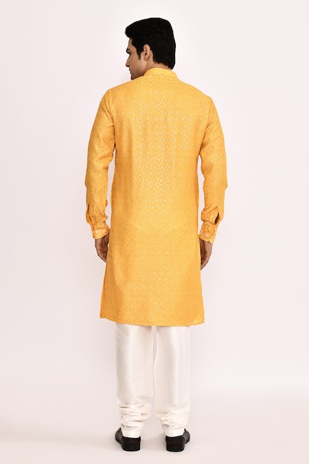 Arihant Rai Sinha Yellow Classic Cotton Silk Kurta 