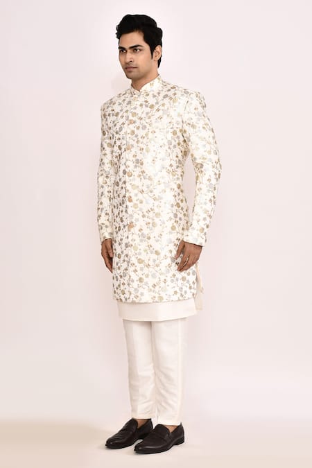 Arihant Rai Sinha_White Embroidery Floral Sherwani _Online_at_Aza_Fashions